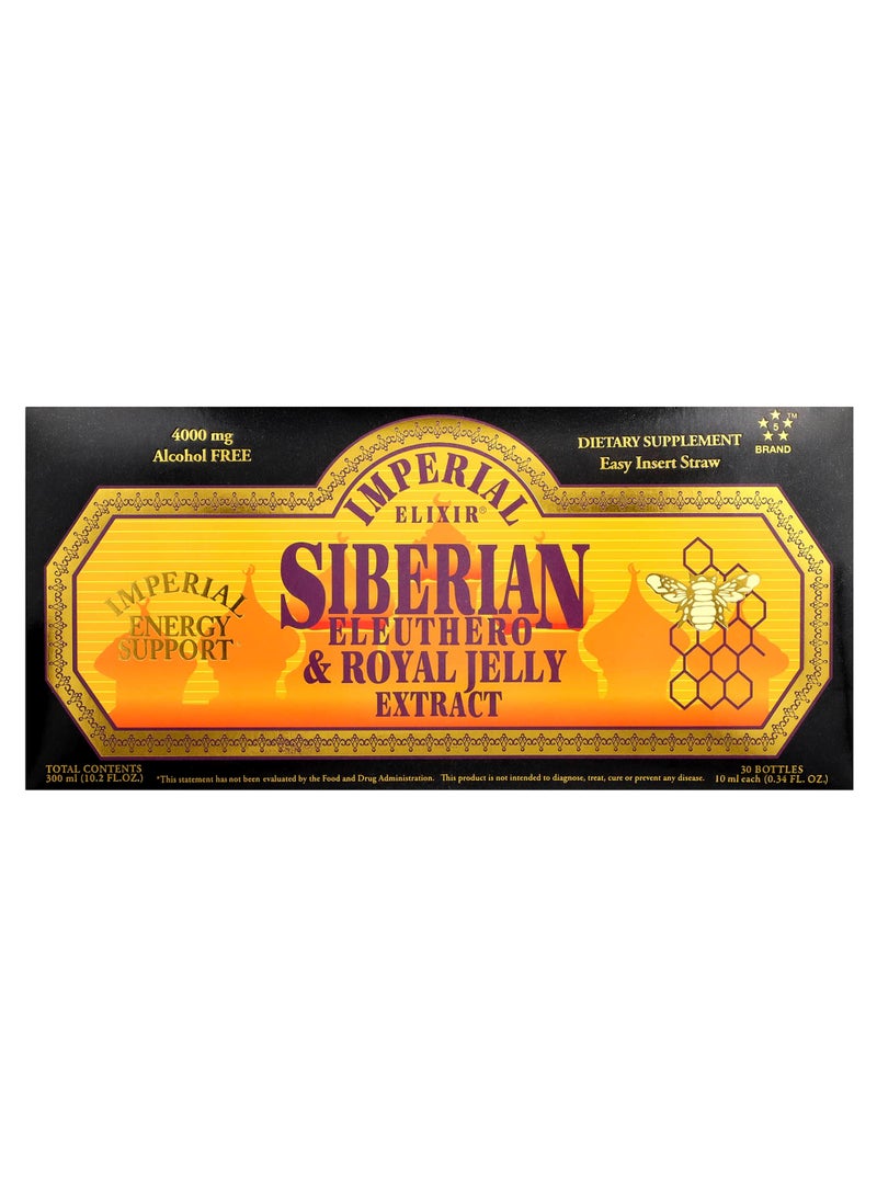 Siberian Eleuthero & Royal Jelly Extract, Alcohol Free, 30 Bottles, 0.34 fl oz (10 ml) Each